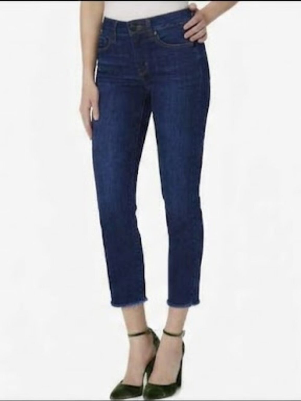 NWOT NYDJ Slim Straight Lift Tuck Capris MDNM 2132 Raw Hem Indigo Wash Sz 10